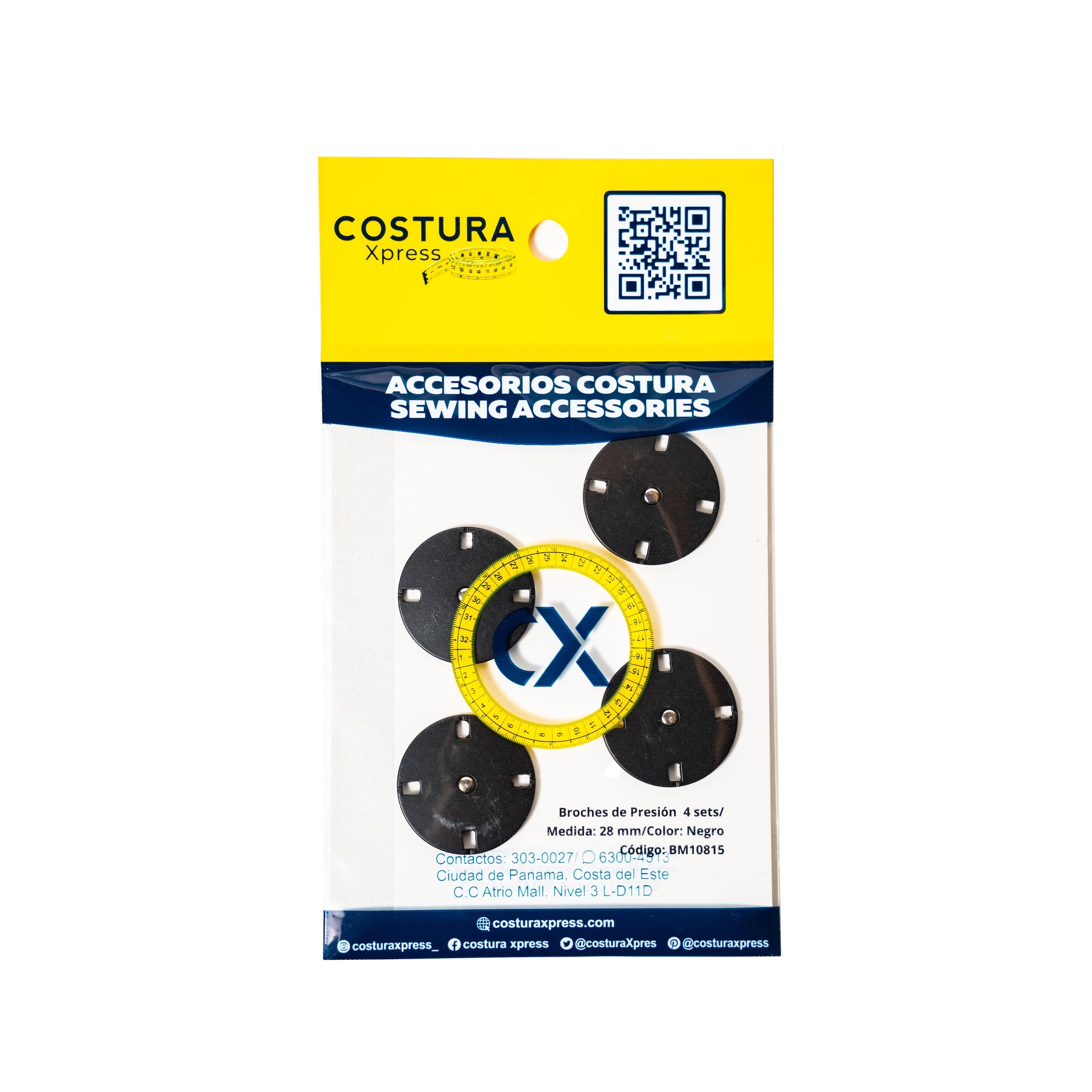 Broches de presion black matte 28mm