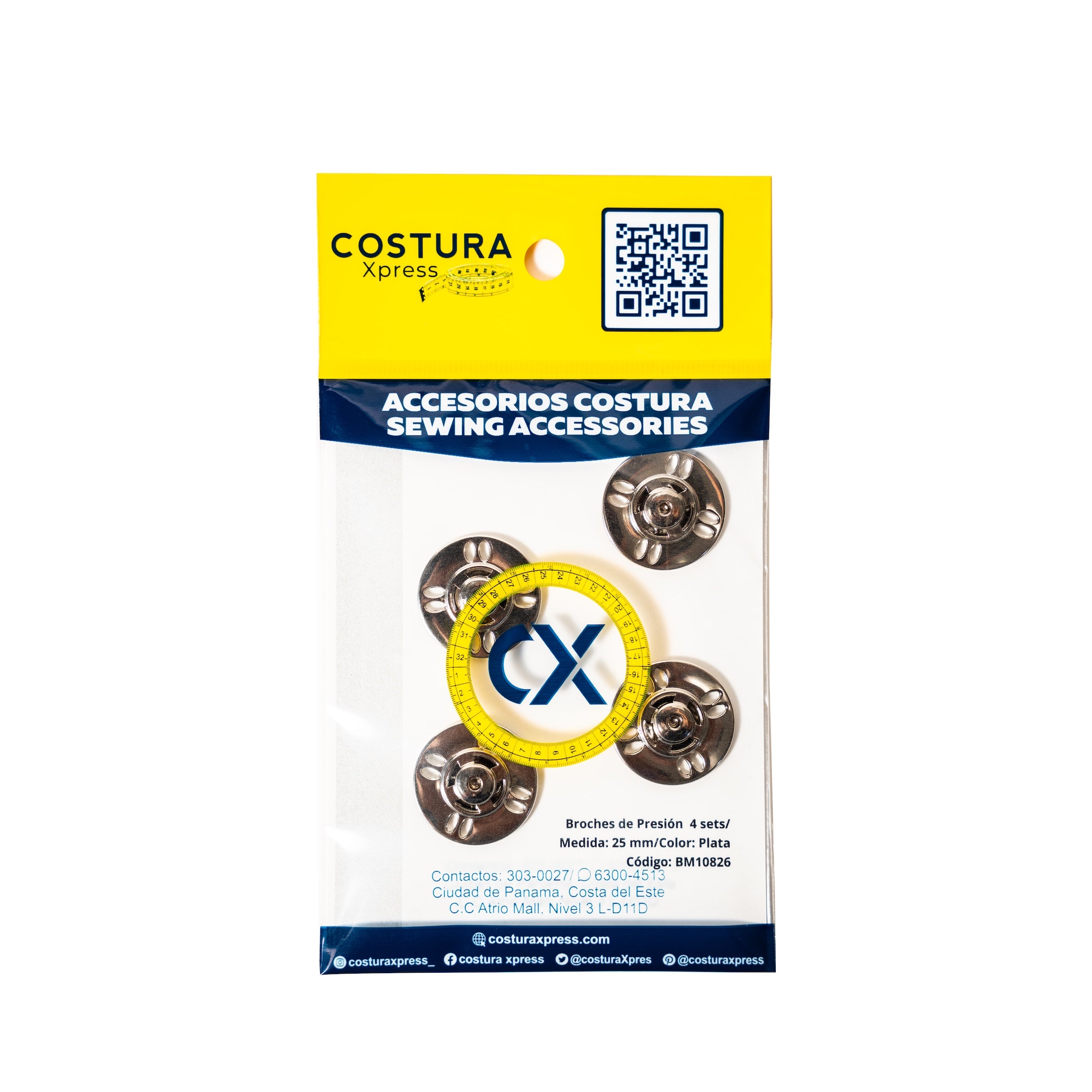 Broche de presion silver 25 mm