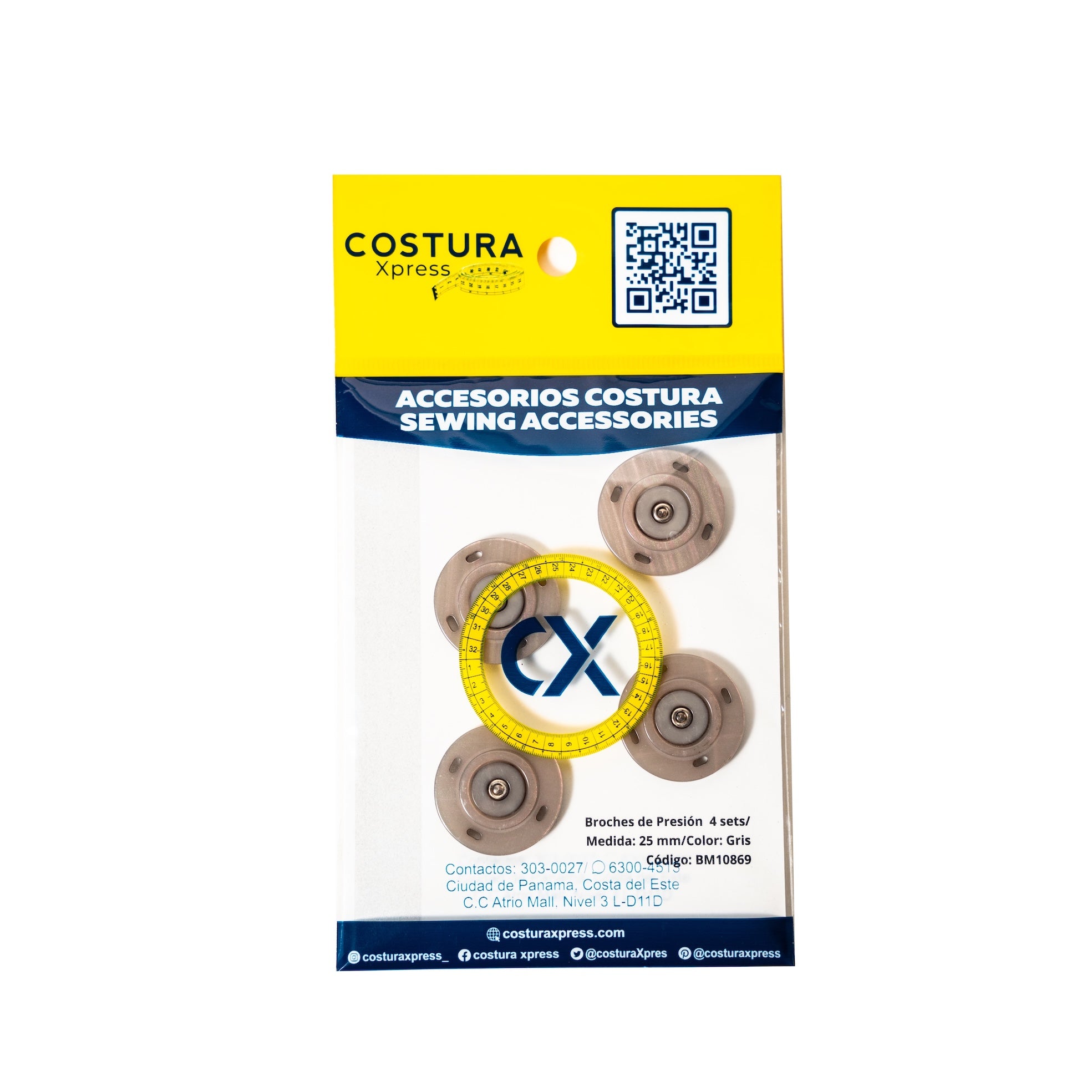 Broches de presion grey 25 mm