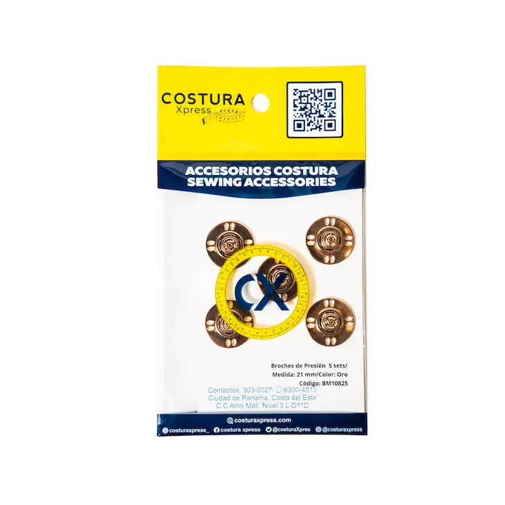 Broches de presión gold 21 mm
