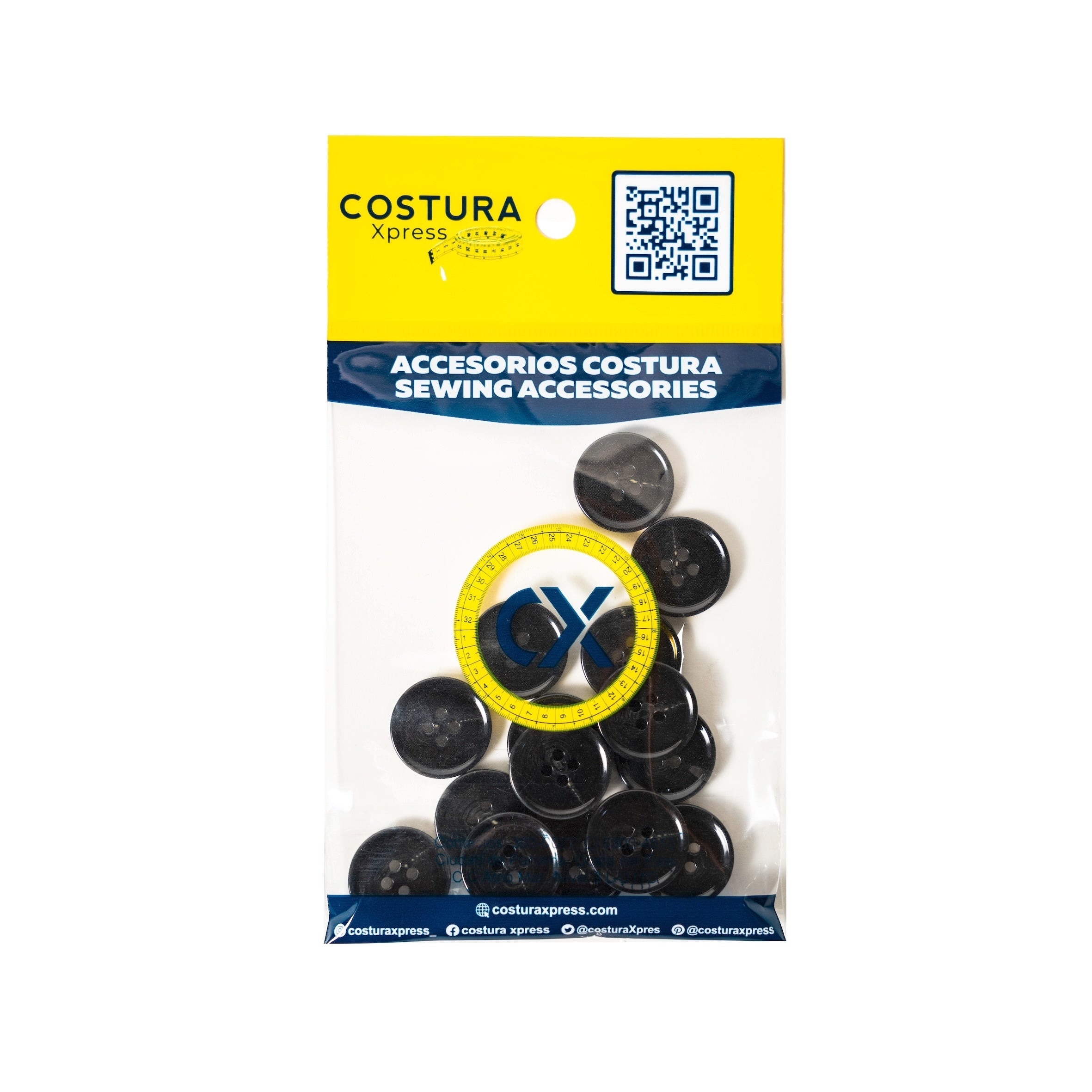 Juego de Botones de resina black 15mm (20 unid) / 20mm (15 unid)