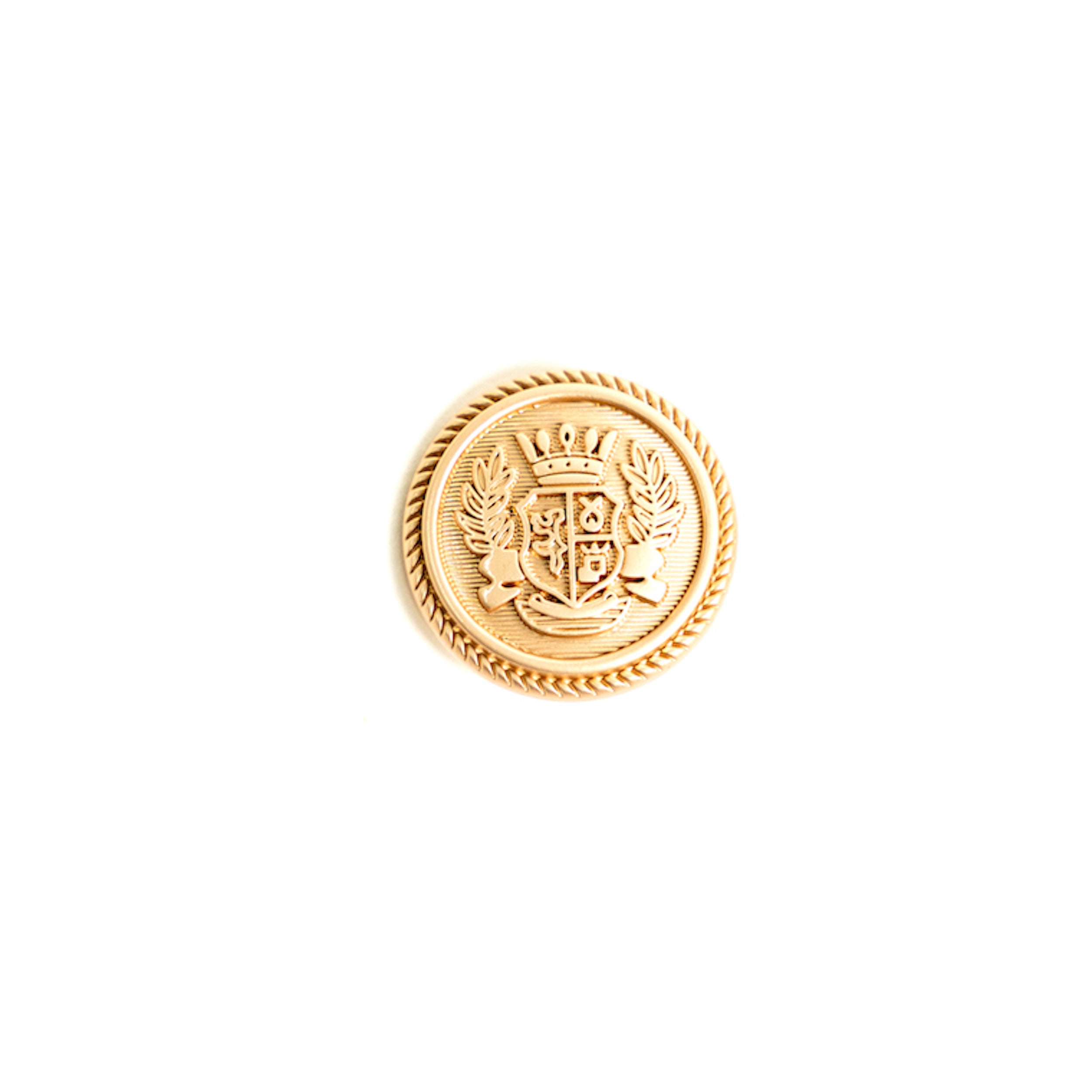 Juego de Botones escudo dorado matte gold tamaños 15mm (10 unid) / 18mm (10 unid) / 20mm (5 unid) / 23mm (5 unid)