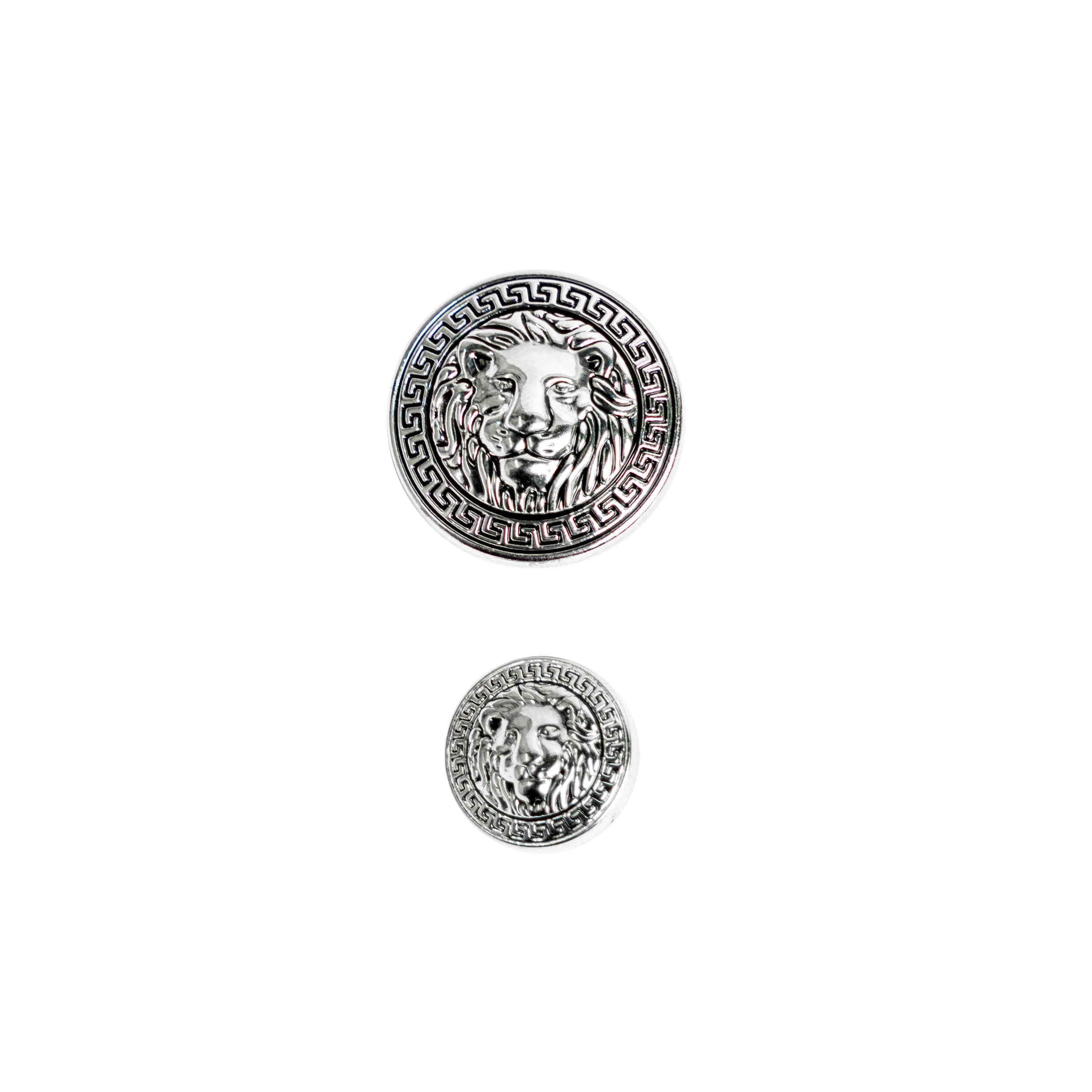 Juego de Botones versace silver matte tamaños 15mm (10 unid) / 18mm (10 unid) / 20mm (5 unid) / 23mm (5 unid)